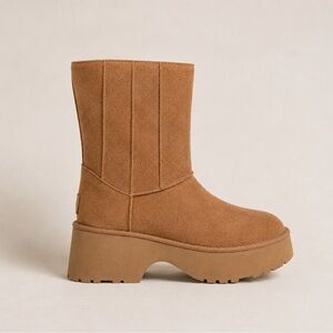 UGG Classic New Heights Suede and Shearling Heeled Ankle Boot